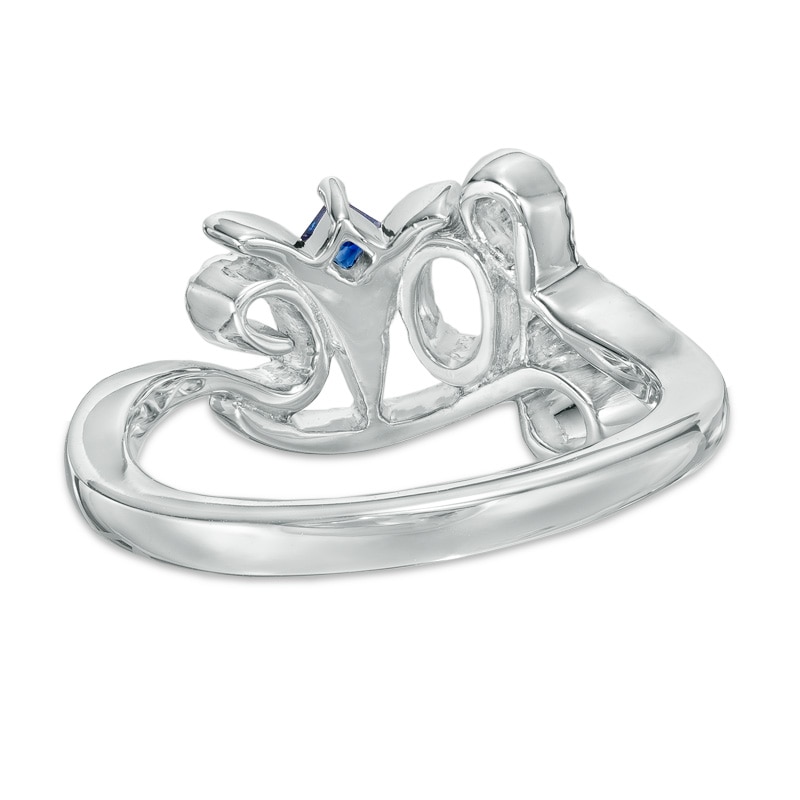 Vera Wang Love Collection 1/5 CT. T.W. Diamond and Blue Sapphire "Love" Ring in Sterling Silver