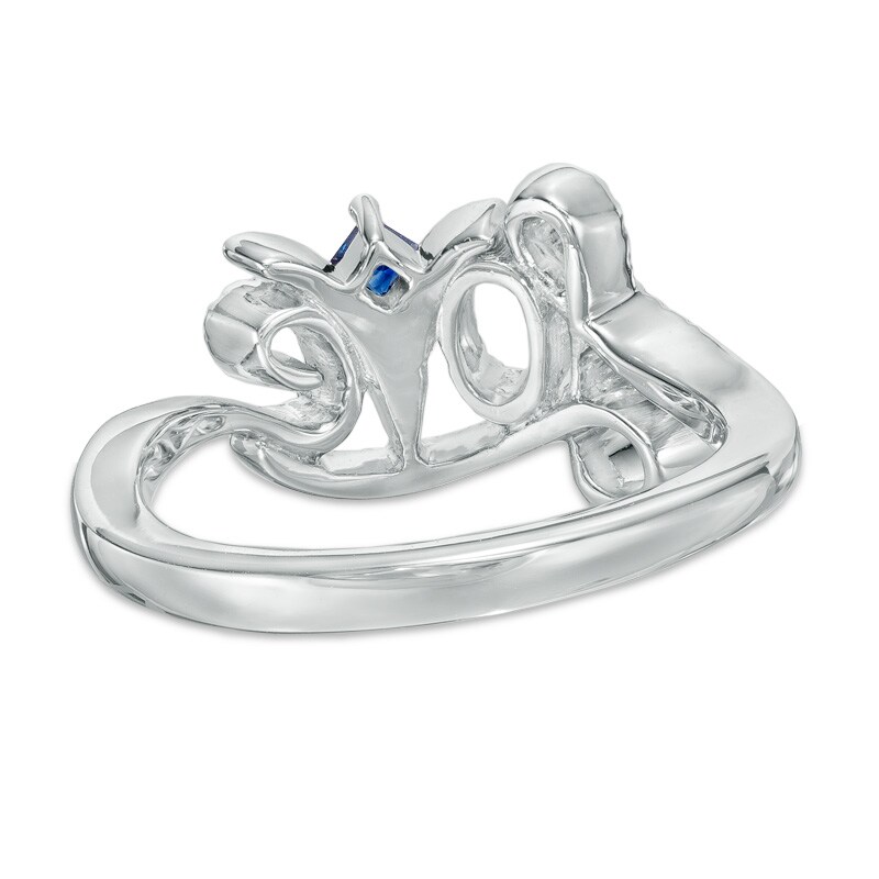 Main Image 3 of Vera Wang Love Collection 1/5 CT. T.W. Diamond and Blue Sapphire "Love" Ring in Sterling Silver