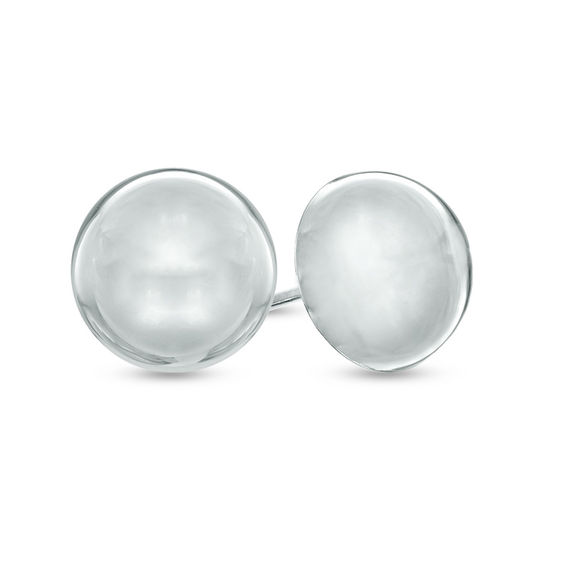 8.0mm Button Stud Earrings in 14K White Gold 8.0mm Button Stud Earrings in 14K White Gold