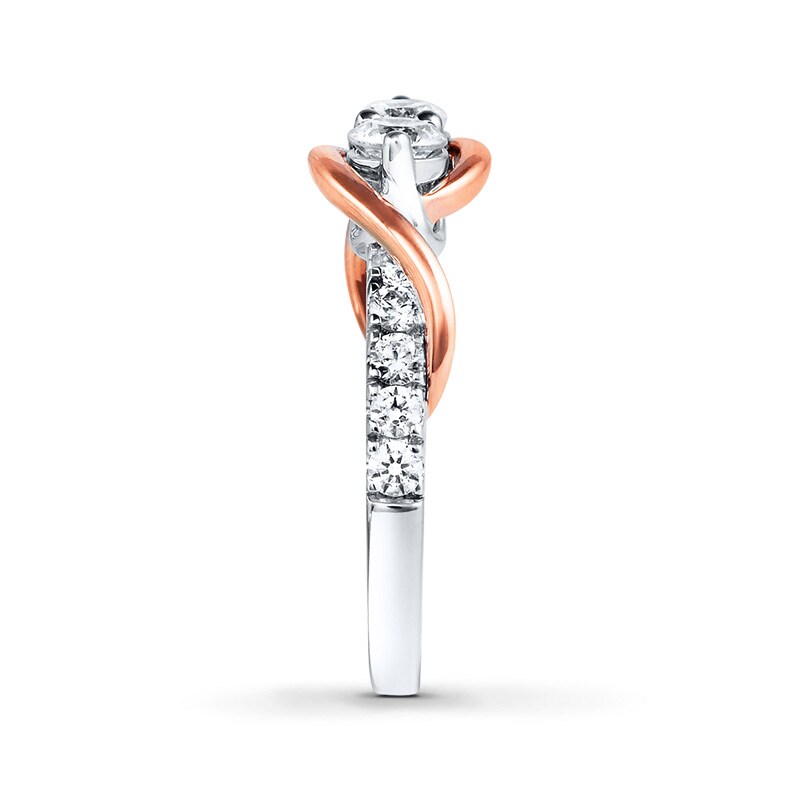 Main Image 3 of Ever Us® 3/4 CT. T.W. Two-Stone Diamond Swirl Band in 14K Two-Tone Gold