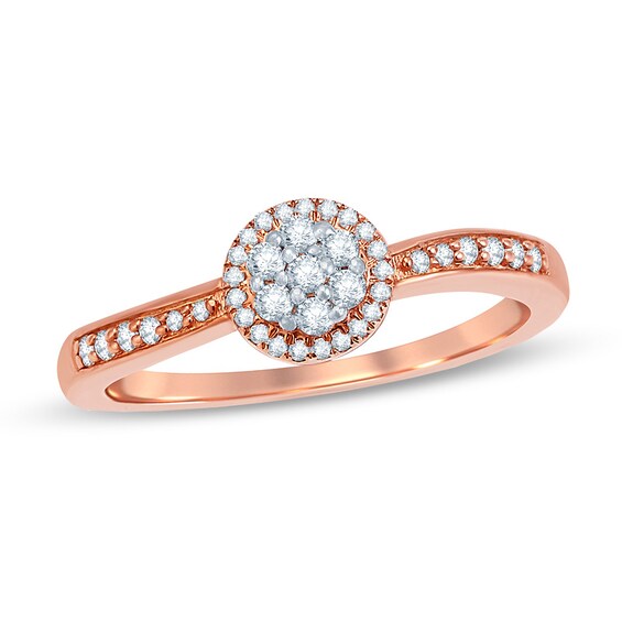 1/4 CT. T.W. Diamond Frame Cluster Promise Ring in 10K Rose Gold | Zales