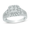 Thumbnail Image 1 of 1-1/4 CT. T.W. Princess-Cut Quad Diamond Frame Engagement Ring in 14K White Gold