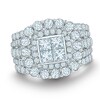 Thumbnail Image 1 of 2-1/2 CT. T.W. Quad Princess-Cut Diamond Double Frame Three Piece Bridal Set in 14K White Gold
