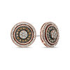 Thumbnail Image 0 of 1/2 CT. T.W. Champagne and White Diamond Double Frame Cluster Stud Earrings in 10K Rose Gold
