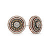 Thumbnail Image 1 of 1/2 CT. T.W. Champagne and White Diamond Double Frame Cluster Stud Earrings in 10K Rose Gold