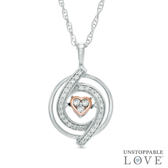 1/6 CT. T.w. Diamond Heart in Whirlwind Pendant in 10K Two-Tone Gold