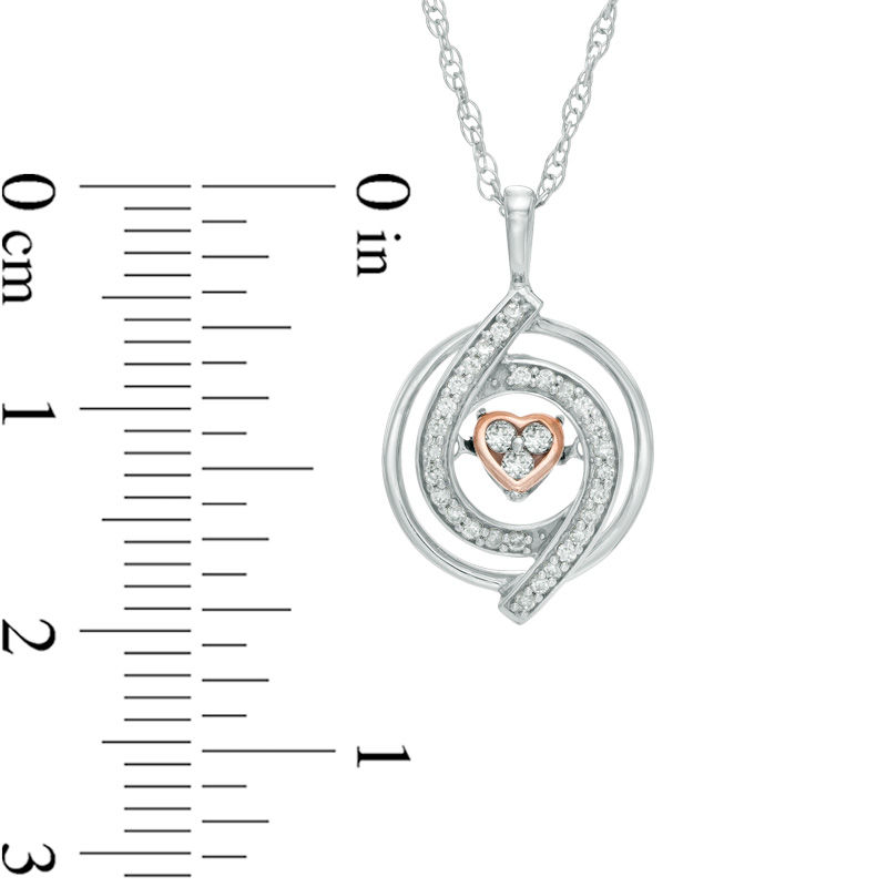 Main Image 2 of 1/6 CT. T.W. Diamond Heart in Whirlwind Pendant in 10K Two-Tone Gold