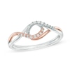Thumbnail Image 1 of 1/10 CT. T.W. Diamond Interlocking Loop Ring in 10K Two-Tone Gold