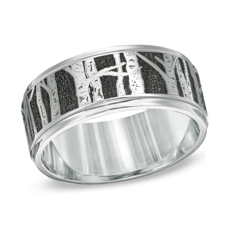 Men's 9.0mm Aspen Tree Comfort Fit Cobalt Wedding Band - Size 10