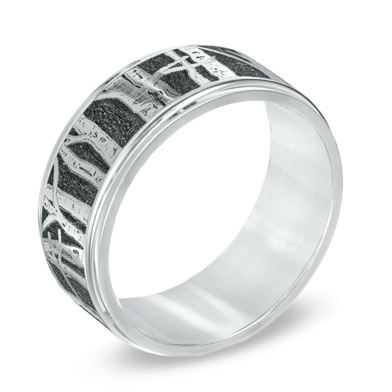 Men's 9.0mm Aspen Tree Comfort Fit Cobalt Wedding Band - Size 10