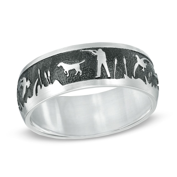8.0mm Duck Hunt Comfort Fit Dome Cobalt Wedding Band - Size 10