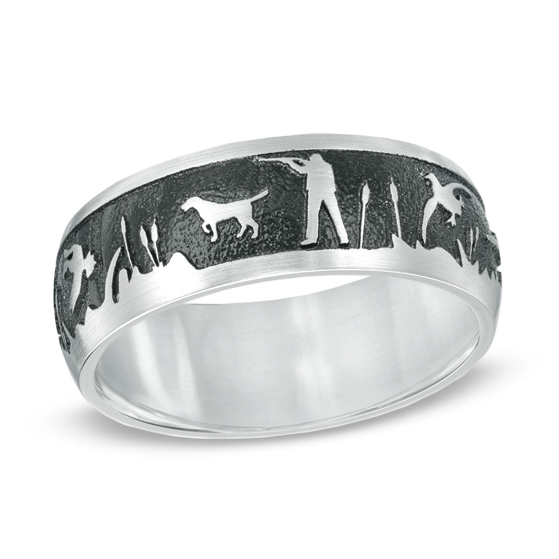 Main Image 1 of Men's 8.0mm Duck Hunt Comfort Fit Dome Cobalt Wedding Band - Size 10