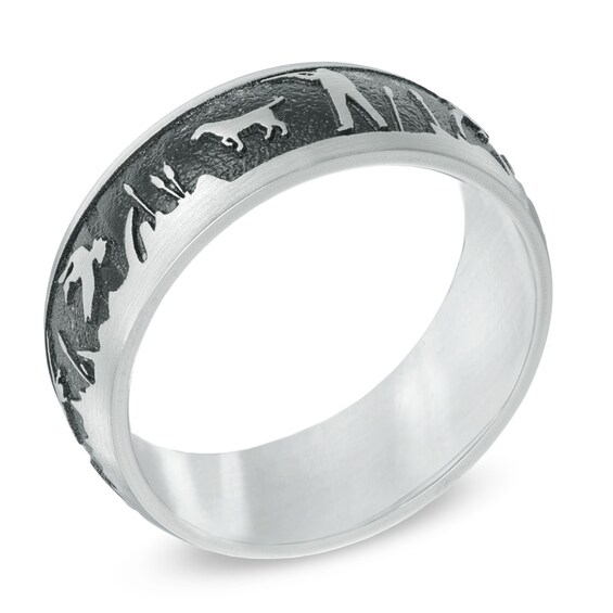 8.0mm Duck Hunt Comfort Fit Dome Cobalt Wedding Band - Size 10