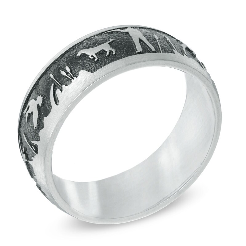 Main Image 2 of Men's 8.0mm Duck Hunt Comfort Fit Dome Cobalt Wedding Band - Size 10