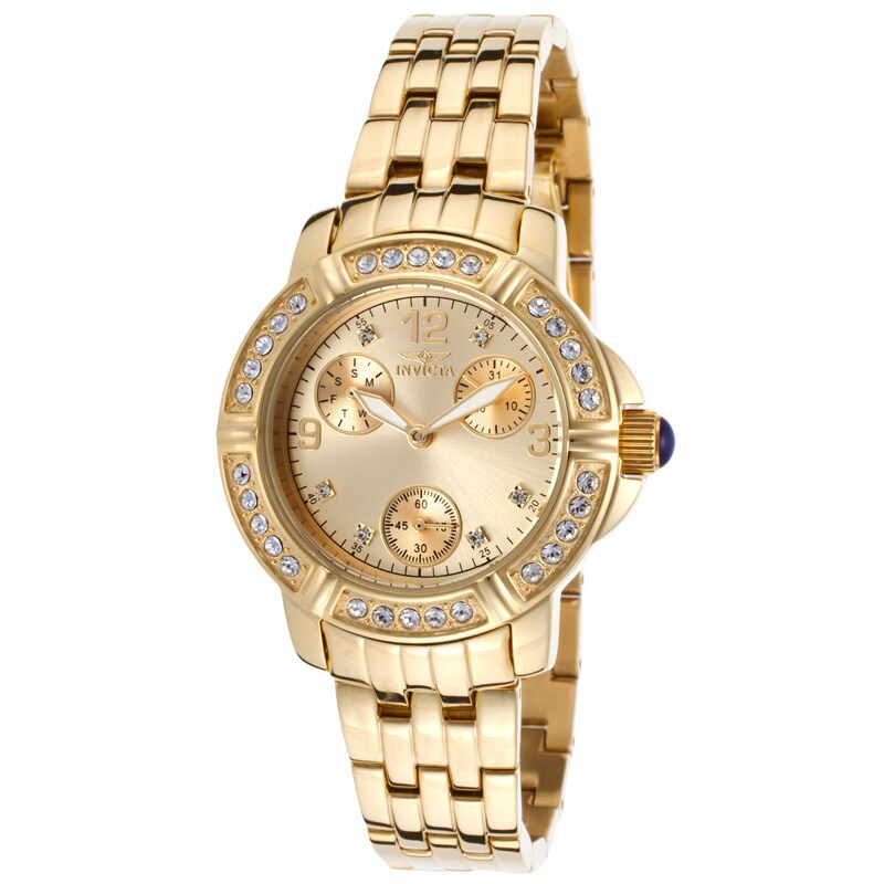 Main Image 1 of Ladies' Invicta Angel Crystal Accent Chronograph Gold-Tone Watch with Gold-Tone Dial (Model: 18964)