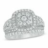 Thumbnail Image 1 of 1-3/4 CT. T.W. Diamond Frame Cluster Bridal Set in 14K White Gold