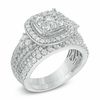 Thumbnail Image 2 of 1-3/4 CT. T.W. Diamond Frame Cluster Bridal Set in 14K White Gold