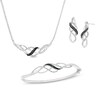 Thumbnail Image 1 of 1/10 CT. T.W. Enhanced Black and White Diamond Loose Braid Three Piece Set in Sterling Silver