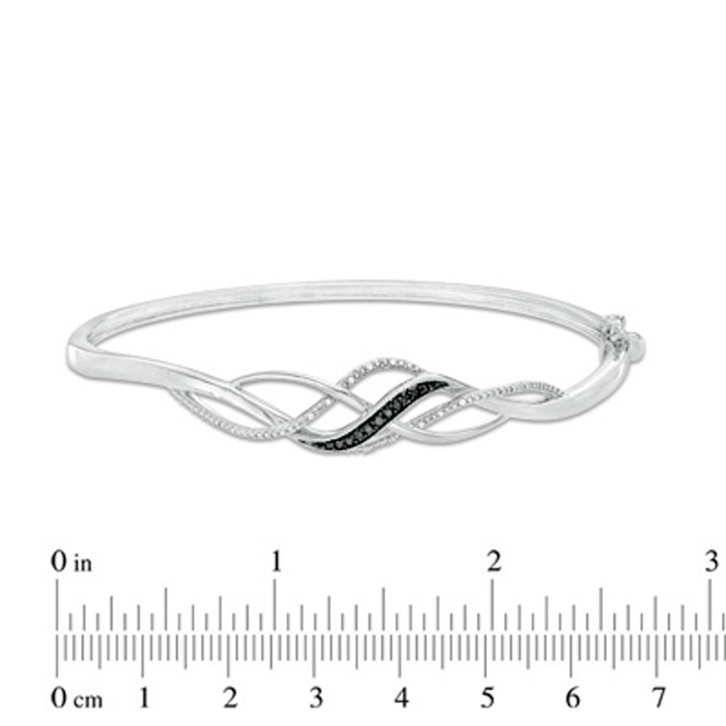 Main Image 2 of 1/10 CT. T.W. Enhanced Black and White Diamond Loose Braid Three Piece Set in Sterling Silver