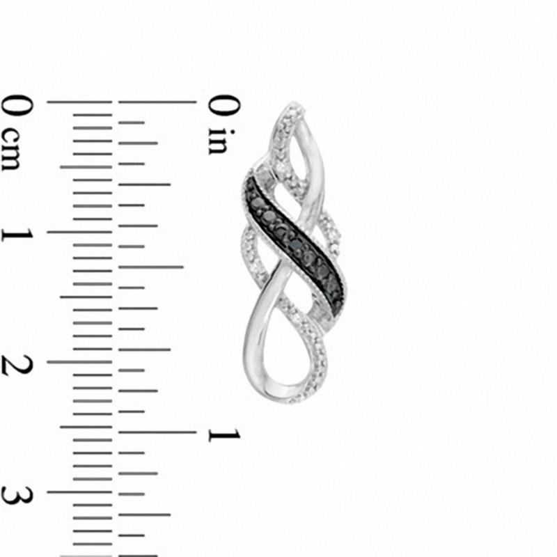 Main Image 3 of 1/10 CT. T.W. Enhanced Black and White Diamond Loose Braid Three Piece Set in Sterling Silver