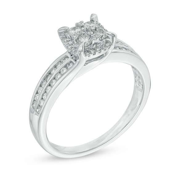 1/2 CT. T.w. Diamond Composite Frame Double Shank Ring in 10K White Gold