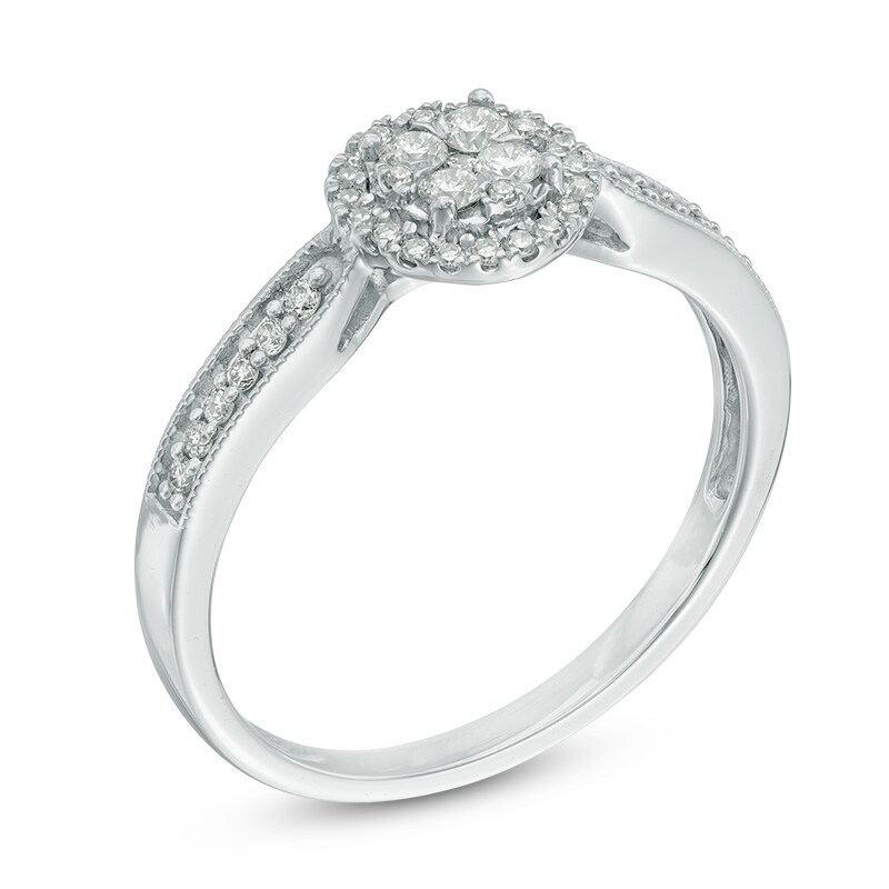 Main Image 2 of 1/4 CT. T.W. Diamond Composite Frame Vintage-Style Ring in 10K White Gold