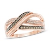 Thumbnail Image 1 of 1/4 CT. T.W. Champagne and White Diamond Crossover Ring in 10K Rose Gold