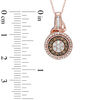Thumbnail Image 1 of 1/2 CT. T.W. Champagne and White Diamond Flower Cluster Pendant Necklace in 10K Rose Gold