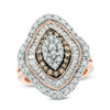 Thumbnail Image 1 of 2 CT. T.W. Champagne and White Diamond Marquise Cluster Frame Ring in 10K Rose Gold