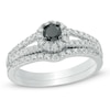 Thumbnail Image 0 of 1/2 CT. T.W. Enhanced Black and White Diamond Split Shank Bridal Set in 10K White Gold