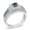 Thumbnail Image 2 of 1 CT. T.W. Enhanced Black and White Diamond Square Frame Bridal Set in 10K White Gold