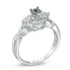 Thumbnail Image 1 of 1/10 CT. T.W. Enhanced Black and White Diamond Three Stone Braid Promise Ring in 10K White Gold