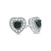 Thumbnail Image 1 of 1/4 CT. T.W. Enhanced Black and White Diamond Heart Stud Earrings in Sterling Silver