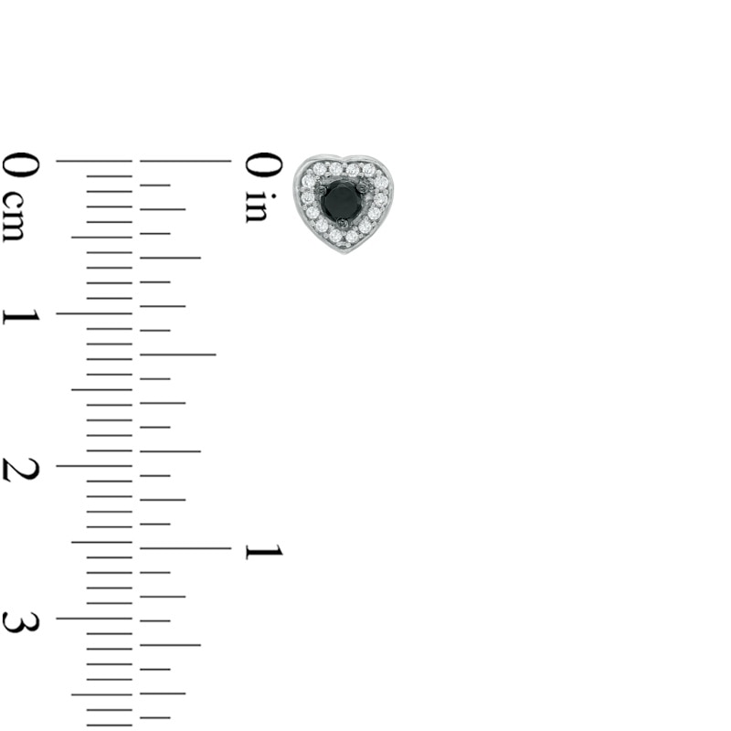 Main Image 2 of 1/4 CT. T.W. Enhanced Black and White Diamond Heart Stud Earrings in Sterling Silver