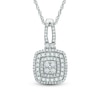 Thumbnail Image 1 of 1/2 CT. T.W. Multi-Diamond Layered Square Frame Pendant in 10K White Gold