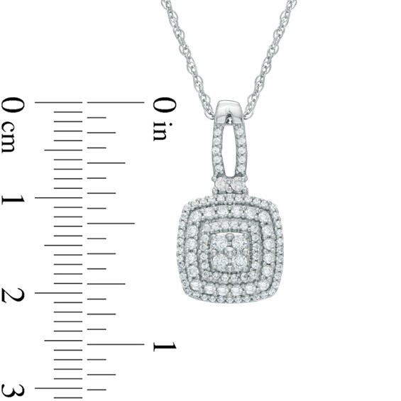 1/2 CT. T.w. Multi-Diamond Layered Square Frame Pendant in 10K White Gold