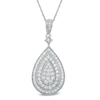 Thumbnail Image 1 of 1 CT. T.W. Pear Shaped Multi-Diamond Layered Teardrop Pendant in 10K White Gold