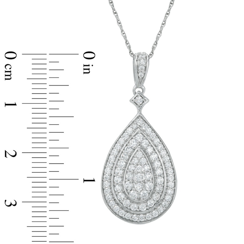 Main Image 2 of 1 CT. T.W. Pear Shaped Multi-Diamond Layered Teardrop Pendant in 10K White Gold