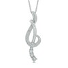 Thumbnail Image 0 of Diamond Accent Treble Clef Ribbon Pendant in Sterling Silver