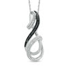 Thumbnail Image 0 of Enhanced Black and White Diamond Accent Beaded Infinity Ribbon Pendant in Sterling Silver