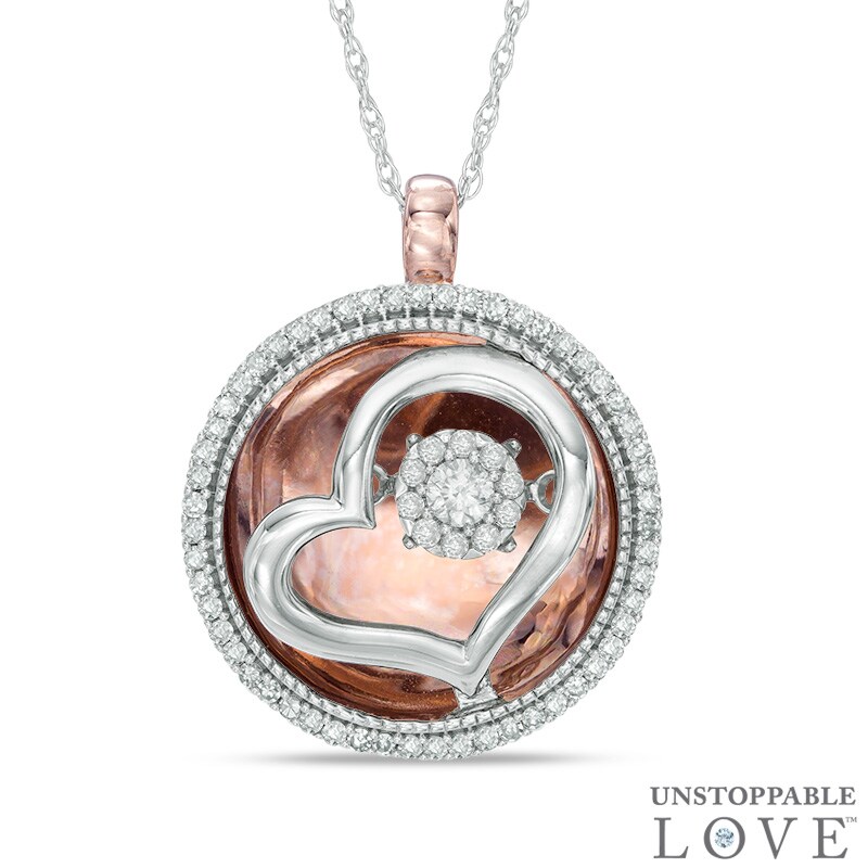 Main Image 1 of 1/4 CT. T.W. Diamond Heart Pendant in 10K Two-Tone Gold