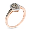 Thumbnail Image 2 of 1/4 CT. T.W. Champagne and White Diamond Cluster Pear-Shaped Frame Ring in 10K Rose Gold