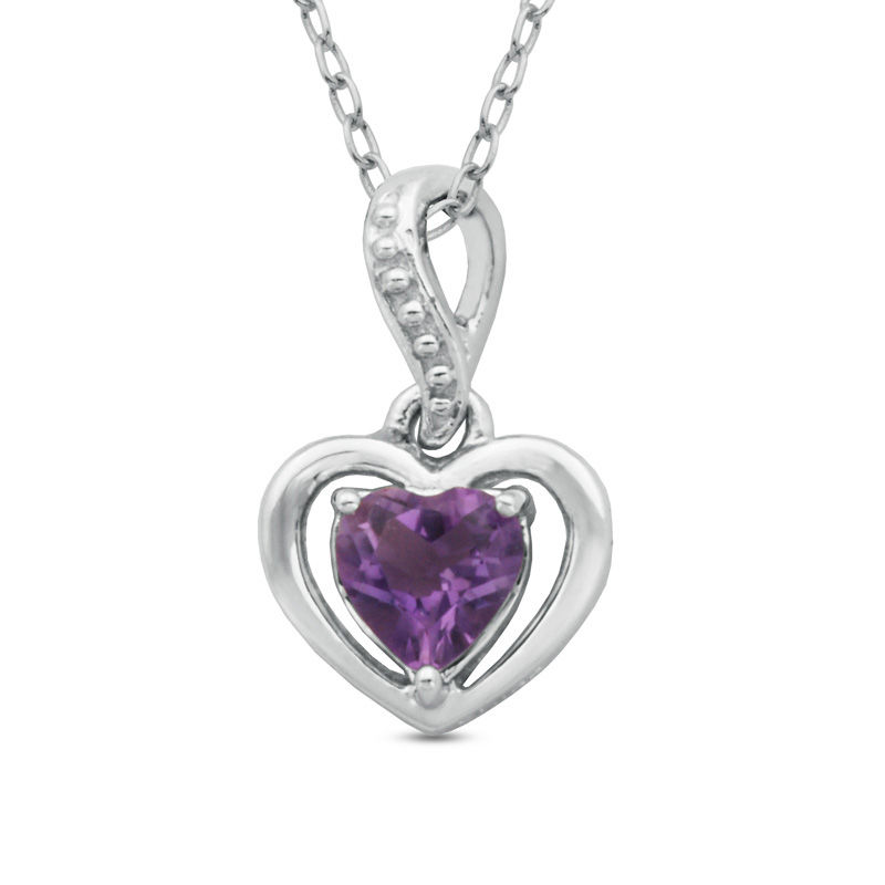 5.0mm Heart-Shaped Amethyst Heart Pendant in Sterling Silver