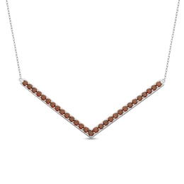 Garnet Wide "V" Necklace in Sterling Silver
