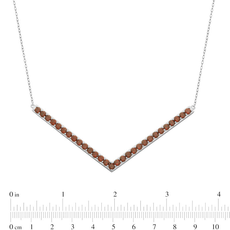 Main Image 2 of Garnet Wide "V" Necklace in Sterling Silver