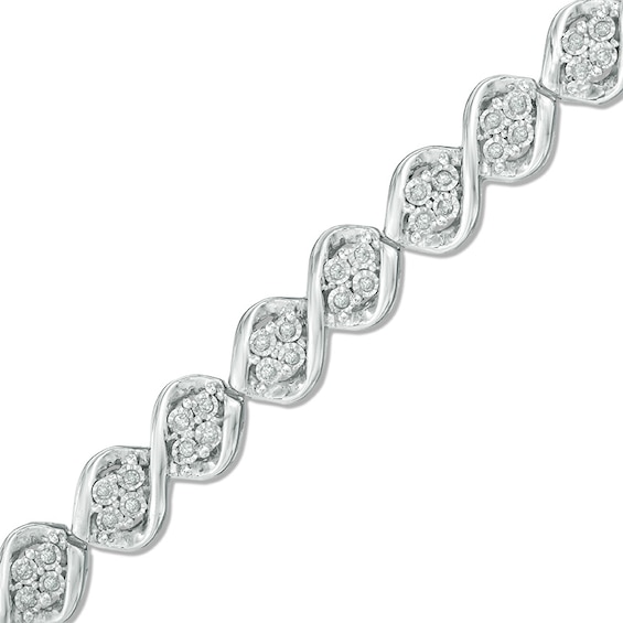 1/2 CT. T.w. Multi-Diamond Cascading Flames Bracelet in Sterling Silver - 7.5"