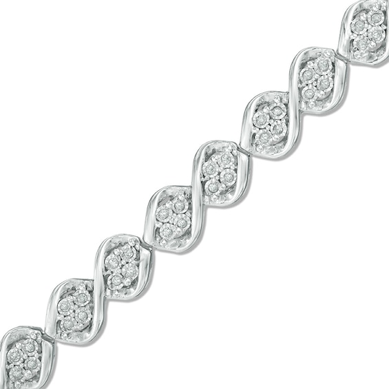 1/2 CT. T.w. Multi-Diamond Cascading Flames Bracelet in Sterling Silver - 7.5"