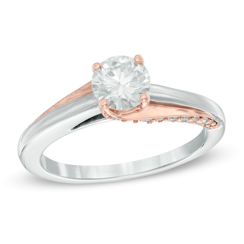 Celebration Ideal 7/8 CT. T.W. Diamond Solitaire Bypass Engagement Ring in 14K Two-Tone Gold (I/I1)