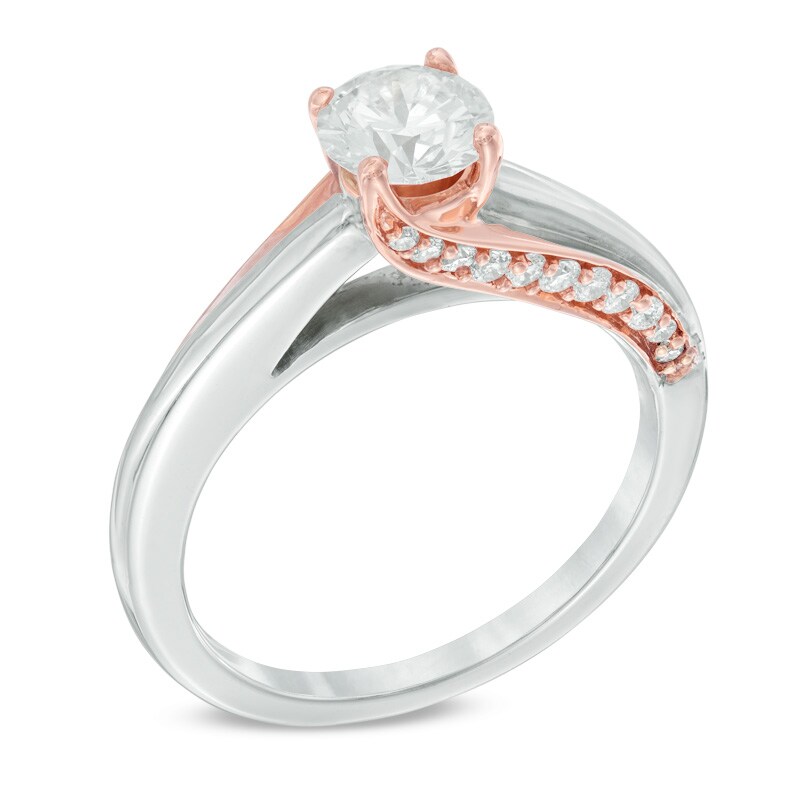Main Image 2 of Celebration Ideal 7/8 CT. T.W. Certified Diamond Solitaire Bypass Engagement Ring in 14K Two-Tone Gold (I/I1)