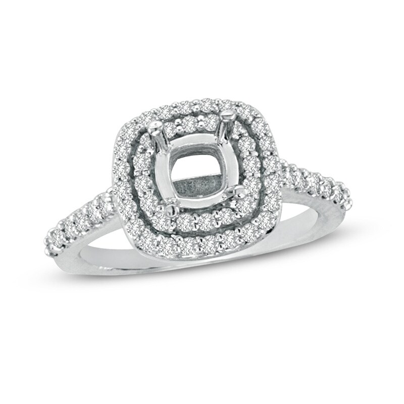 Main Image 1 of 5/8 CT. T.W. Diamond Double Frame Semi-Mount in 14K White Gold